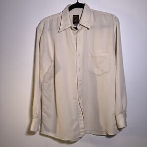Bruno Long sleeve Men's Medium Cream White Button up - Rayon Polyester Blend